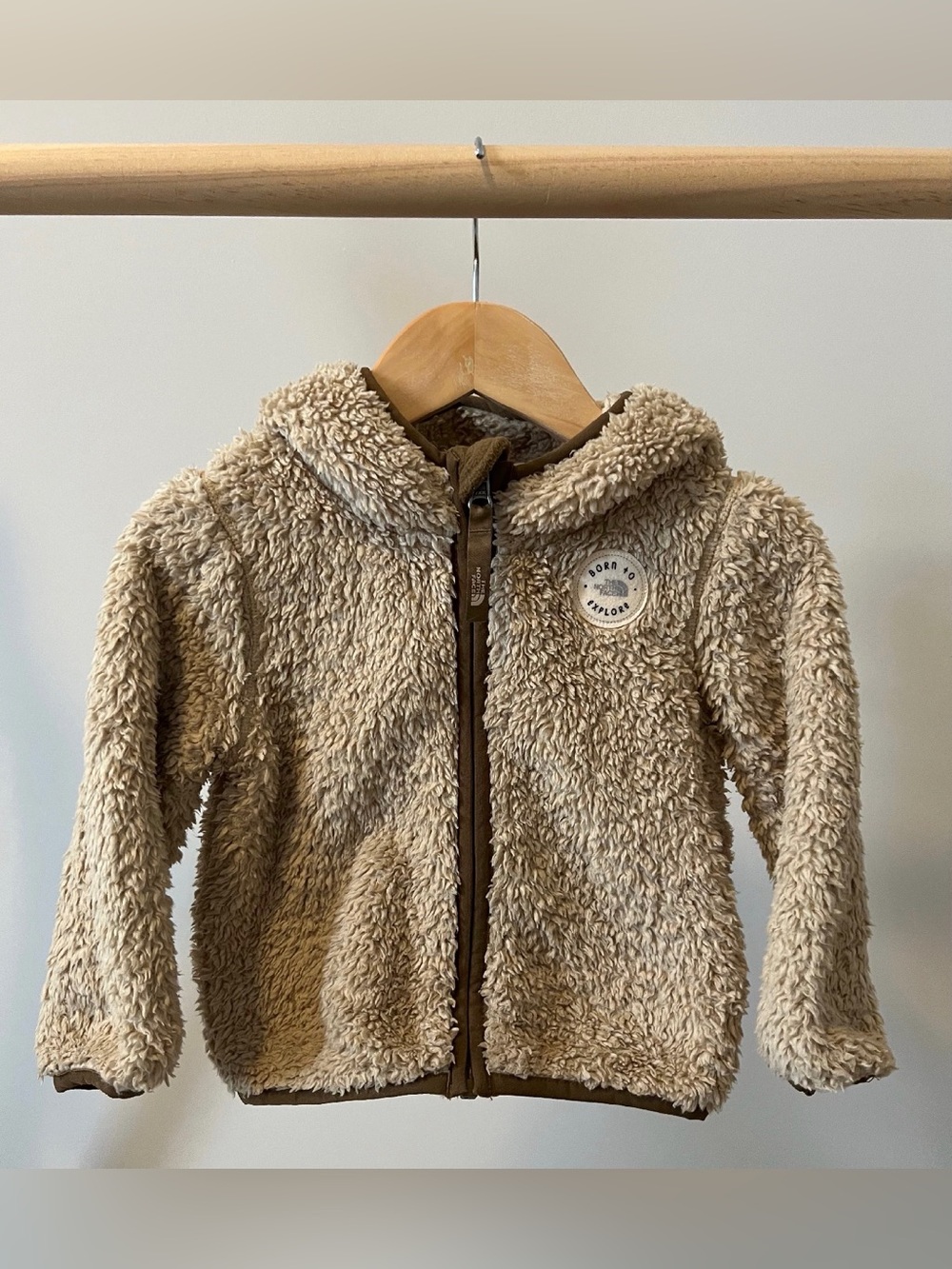 The North Face Kids' Beige Sherpa Zip Teddy Earred Hoodie 12-18M